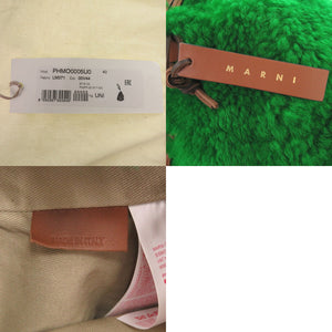 新品同様 マルニ シアリング 巾着バッグ PHMO0005U0 羊毛 レザー グリーン ハンドバッグ 緑 1566【中古】MARNI