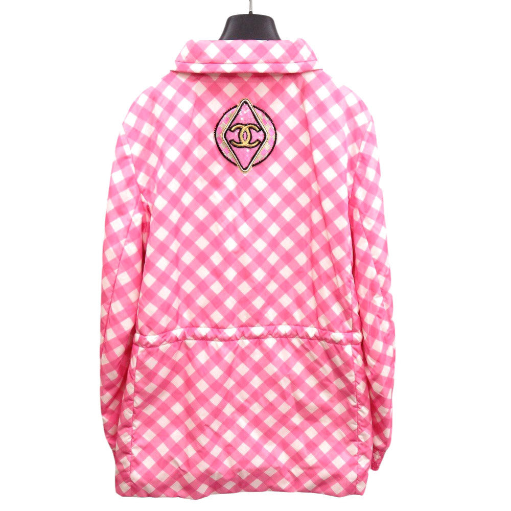 未使用品 シャネル スパンコール ワッペン 23C P74093 V65695 サイズ42 シルク ナイロン ポリエステル ピンク コート パーカー ナイロンジャケット 1626【中古】CHANEL