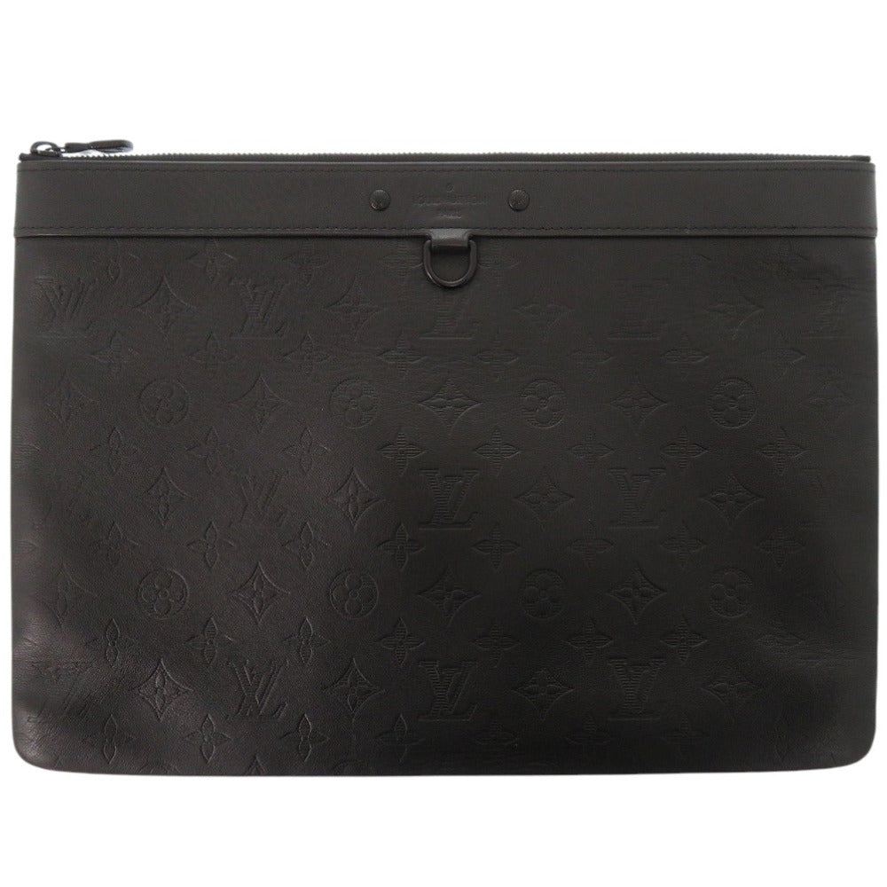 美品 ルイ ヴィトン ポシェット ディスカバリー モノグラム シャドウ M62903 ICチップ レザー ブラック クラッチバッグ 黒 LV 1627【中古】LOUIS VUITTON