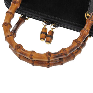 美品 グッチ バンブー スウェード ブラック 2wayハンドバッグ 黒 1639【中古】GUCCI