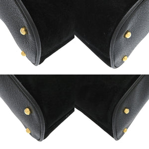 美品 グッチ バンブー スウェード ブラック 2wayハンドバッグ 黒 1639【中古】GUCCI