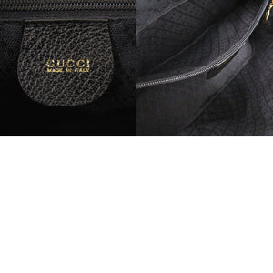 美品 グッチ バンブー スウェード ブラック 2wayハンドバッグ 黒 1639【中古】GUCCI