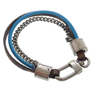 美品 ルイ ヴィトン ブラスレ LVトレブル ダミエ レザー ブラウン ブルー ブレスレット LV 0002【中古】LOUIS VUITTON メンズ