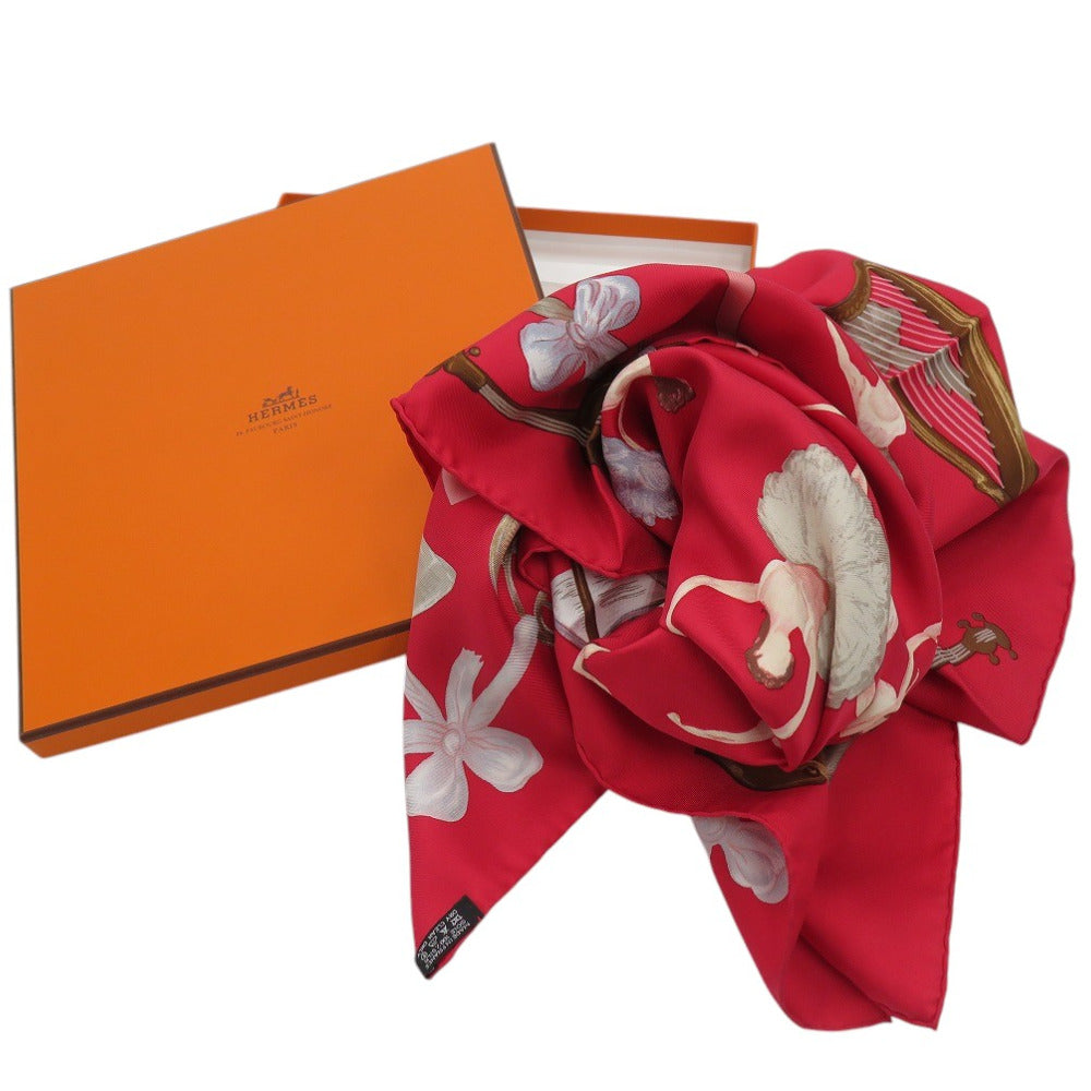 美品 エルメス カレ90 La Dance ラ ダンス バレリーナ レッド スカーフ 赤 0003 【中古】 HERMES