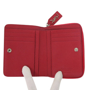 美品 イヴ サンローラン GUE414661 レザー レッド 二つ折り財布 赤 0005【中古】YVES SAINT LAURENT