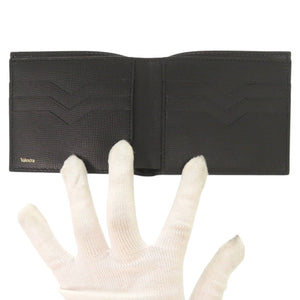 新品同様 ヴァレクストラ レザー ブラック 二つ折り札入れ 二つ折り財布 黒 0006【中古】Valextra メンズ