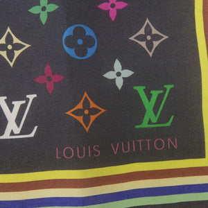 美品 ルイ ヴィトン モノグラム M71912 シルク ブラック マルチカラー ミニスカーフ スカーフ LV 0018【中古】LOUIS VUITTON