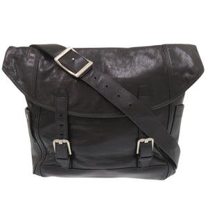 サルヴァトーレフェラガモ レザー ブラック ショルダーバッグ メッセンジャーバッグ 黒 0021【中古】Salvatore Ferragamo メンズ