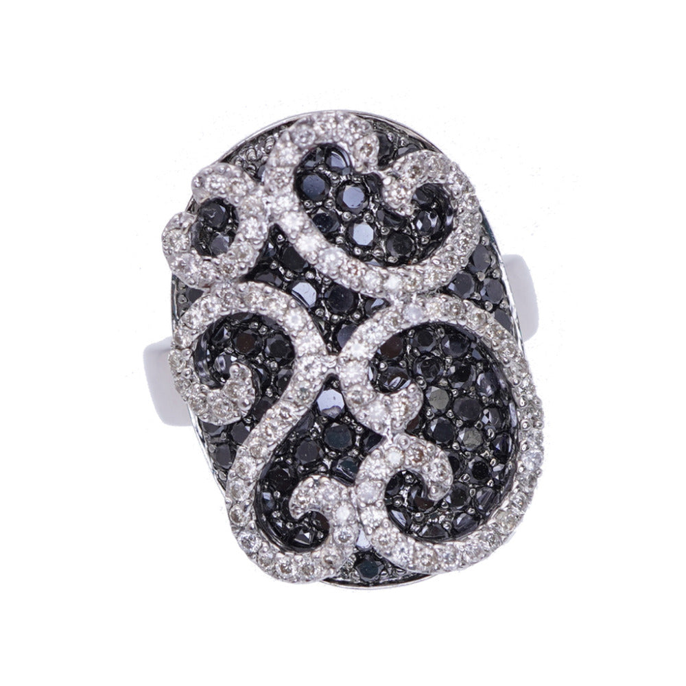 新品同様 ダイヤ/ブラックダイヤ 2.38ct K18WG リング 12号 指輪 ホワイトゴールド/ダイヤモンド/ブラックダイヤモンド ジュエリー 0023【中古】レディース