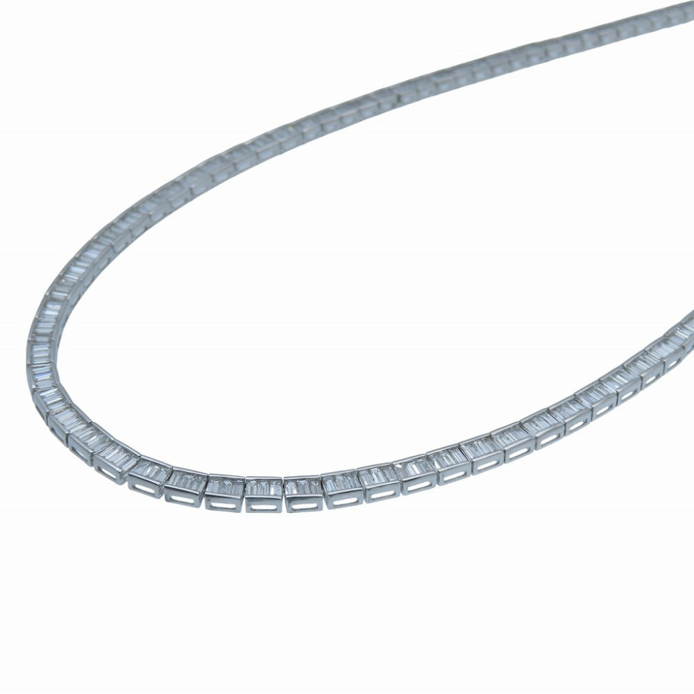 美品 バケットカット ダイヤ 10.050ct Pt900/K18WG ネックレス ダイヤモンド/Pt900 / K18WG シルバー 0024【中古】メンズ