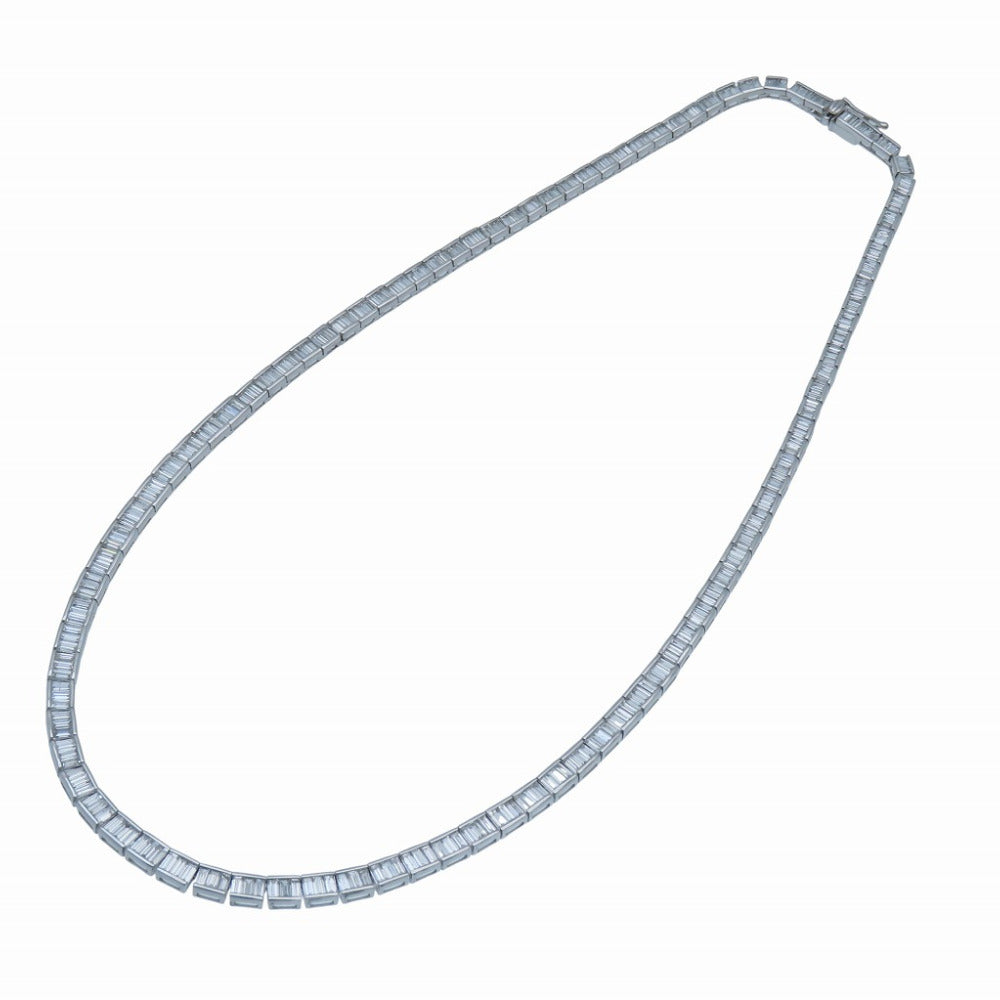 美品 バケットカット ダイヤ 10.050ct Pt900/K18WG ネックレス ダイヤモンド/Pt900 / K18WG シルバー 0024【中古】メンズ