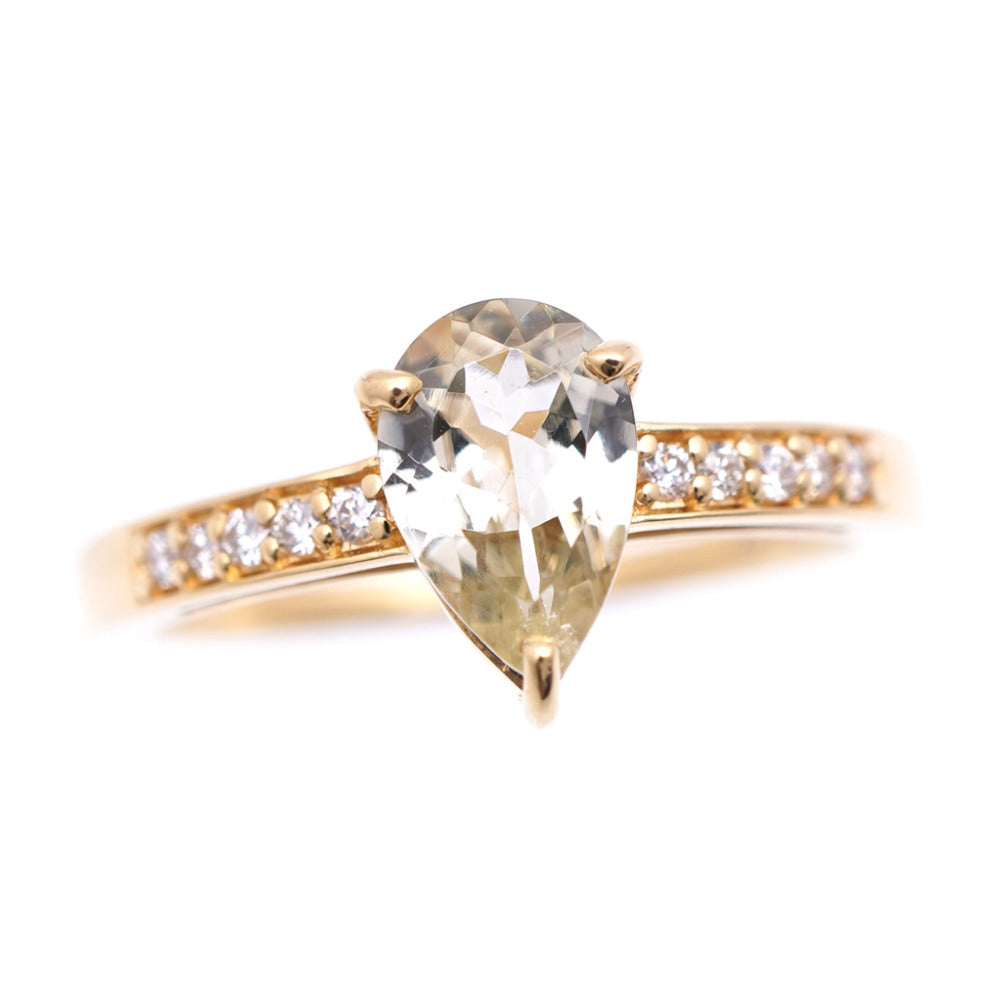 新品同様 グロッシュラー ガーネット ダイヤ K18YG リング イエローゴールド ダイヤモンド 指輪 17号 ジュエリー 0029【中古】アクセサリー レディース