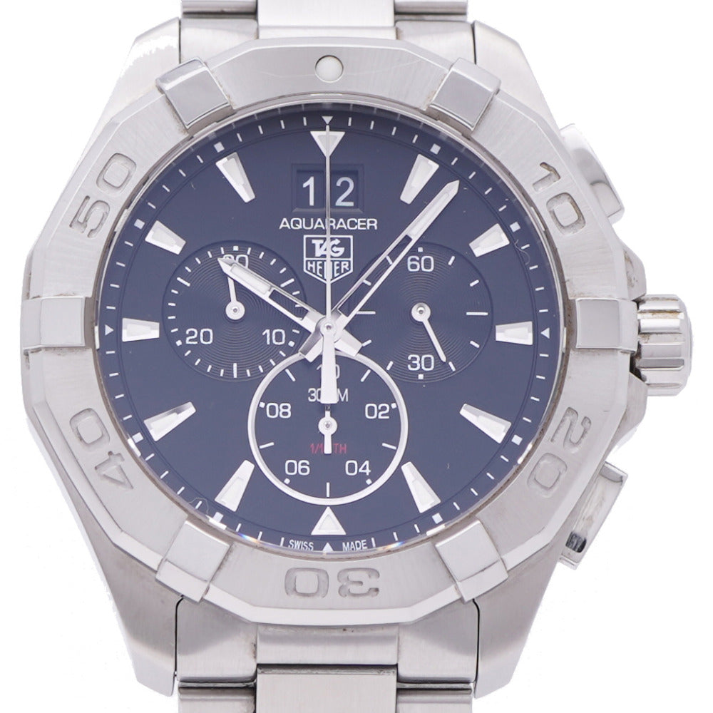 美品 タグホイヤー アクアレーサー CAY1110-0 クオーツ 腕時計 SS ブラック 黒文字盤 0035【中古】TAG HEUER メンズ