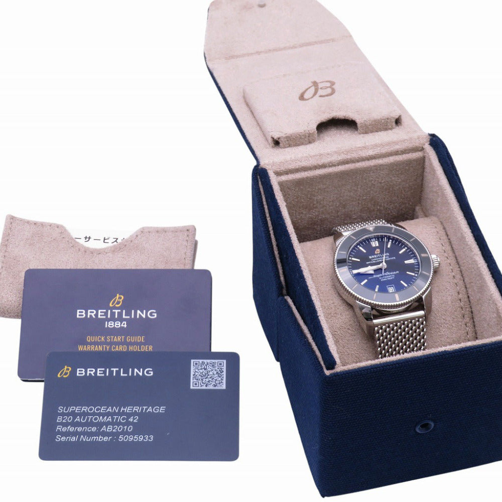 美品 ブライトリング スーパーオーシャン ヘリテージ AB2010 自動巻き 腕時計 SS ブラック 黒文字盤 0037【中古】BREITLING メンズ