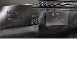 新品同様 グッチ ウェビングライン ショルダーバッグ 斜め掛け 630921 キャンバス レザー ブラック 0058【中古】GUCCI