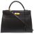 美品 エルメス ケリー32 外縫い ボックスカーフ ブラック ゴールド金具 ハンドバッグ 黒 0068 【中古】 HERMES