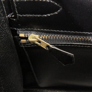 美品 エルメス ケリー32 外縫い ボックスカーフ ブラック ゴールド金具 ハンドバッグ 黒 0068 【中古】 HERMES