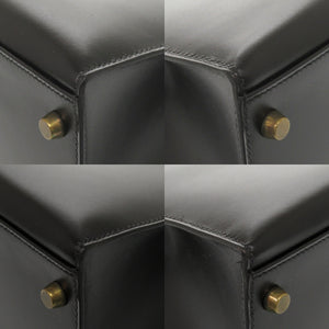 美品 エルメス ケリー32 外縫い ボックスカーフ ブラック ゴールド金具 ハンドバッグ 黒 0068 【中古】 HERMES