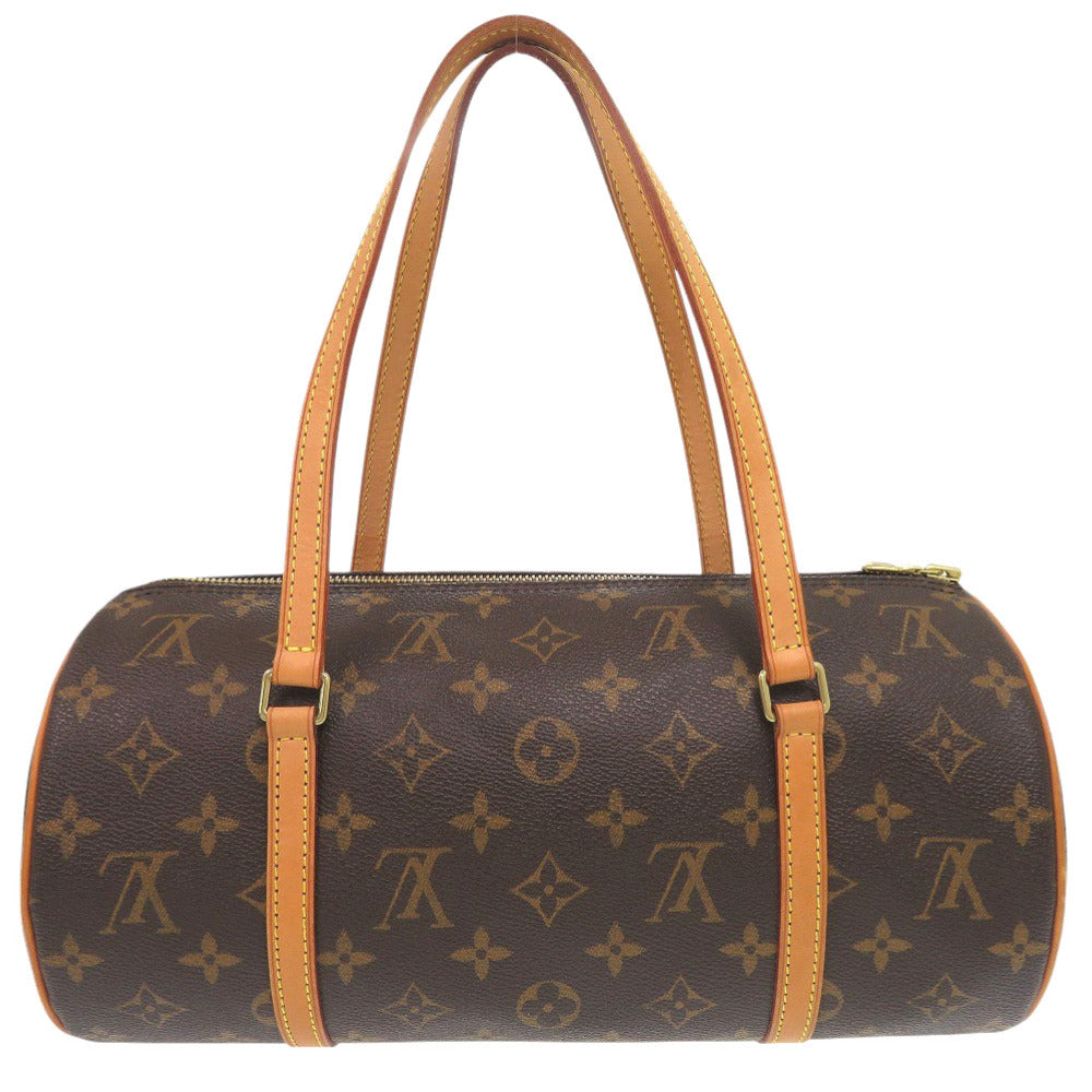 美品 ルイ ヴィトン パピヨン30 ポーチ付 ヌメ革 モノグラム M51385 ブラウン ハンドバッグ LV 0073【中古】LOUIS VUITTON