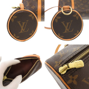 美品 ルイ ヴィトン パピヨン30 ポーチ付 ヌメ革 モノグラム M51385 ブラウン ハンドバッグ LV 0073【中古】LOUIS VUITTON