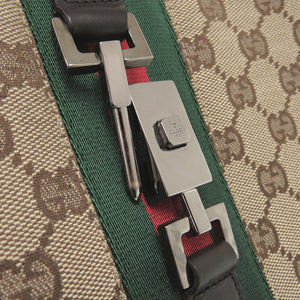 新品同様 グッチ シェリーライン ジャッキー GGキャンバス ブラウン ショルダーバッグ 茶色 0082【中古】GUCCI