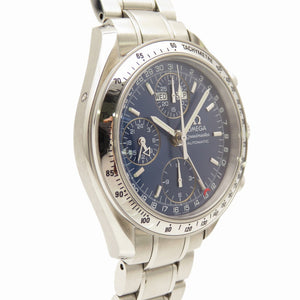 美品 オメガ スピードマスター デイデイト トリプルカレンダー 3523.80 自動巻き 腕時計 SS ブルー 青文字盤 0126【中古】OMEGA メンズ