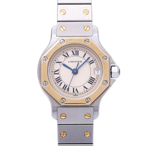 美品 カルティエ サントス オクタゴン SM W2001683 クオーツ 腕時計 YG/SS ベージュ 0127【中古】CARTIER レディース