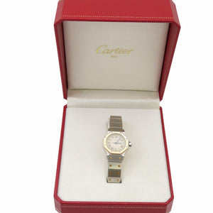 美品 カルティエ サントス オクタゴン SM W2001683 クオーツ 腕時計 YG/SS ベージュ 0127【中古】CARTIER レディース