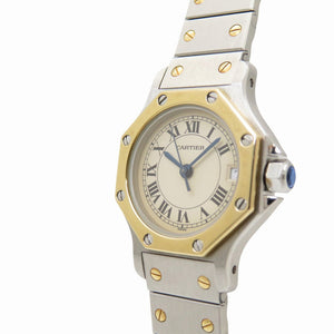 美品 カルティエ サントス オクタゴン SM W2001683 クオーツ 腕時計 YG/SS ベージュ 0127【中古】CARTIER レディース