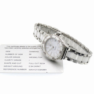 タグホイヤー フォーミュラ1 ダイヤベゼル WAH1213 クオーツ 腕時計 ホワイトセラミック/ダイヤモンド SS ホワイト 白文字盤 0128【中古】TAG HEUER レディース