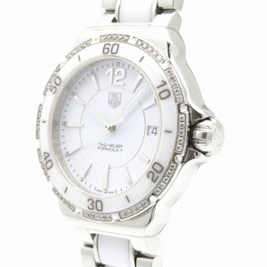 タグホイヤー フォーミュラ1 ダイヤベゼル WAH1213 クオーツ 腕時計 ホワイトセラミック/ダイヤモンド SS ホワイト 白文字盤 0128【中古】TAG HEUER レディース