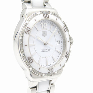 タグホイヤー フォーミュラ1 ダイヤベゼル WAH1213 クオーツ 腕時計 ホワイトセラミック/ダイヤモンド SS ホワイト 白文字盤 0128【中古】TAG HEUER レディース