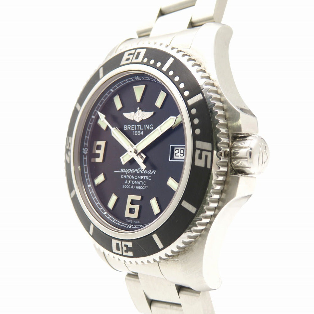 美品 ブライトリング スーパーオーシャン44 A17391 自動巻き 腕時計 SS ブラック 黒文字盤 0129【中古】BREITLING メンズ