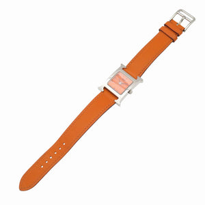 美品 エルメス Hウォッチ HH1.210 クオーツ 腕時計 SS/レザー オレンジ □E刻印 0130【中古】HERMES メンズ