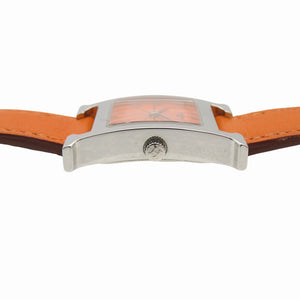 美品 エルメス Hウォッチ HH1.210 クオーツ 腕時計 SS/レザー オレンジ □E刻印 0130【中古】HERMES メンズ