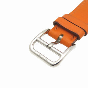 美品 エルメス Hウォッチ HH1.210 クオーツ 腕時計 SS/レザー オレンジ □E刻印 0130【中古】HERMES メンズ