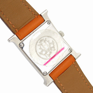 美品 エルメス Hウォッチ HH1.210 クオーツ 腕時計 SS/レザー オレンジ □E刻印 0130【中古】HERMES メンズ