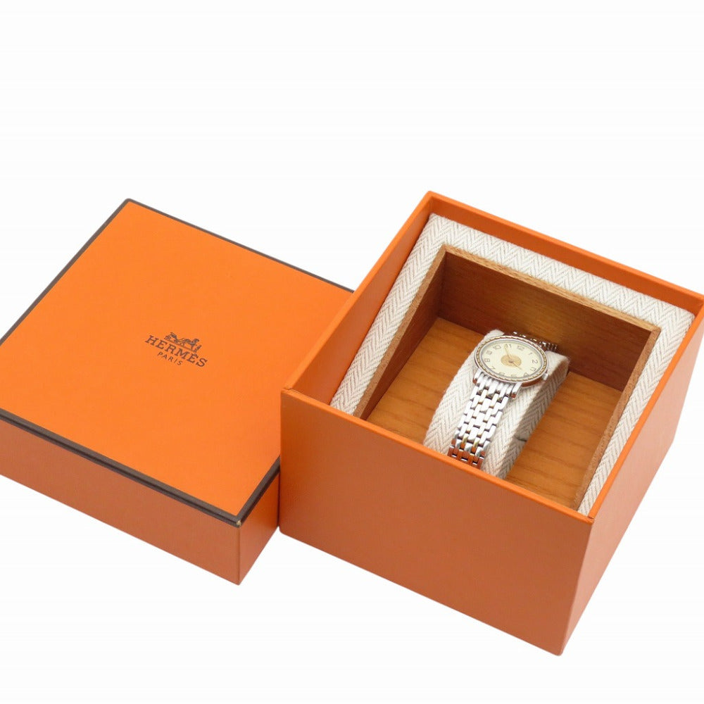 美品 エルメス セリエ SE4.220 YG/SS クオーツ 腕時計 イエローゴールド ベージュ 0132【中古】HERMES レディース