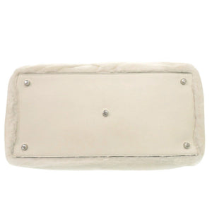 美品 フェンディ レザー ムートン ホワイト 2WAY ショルダー ボストンバッグ 0149【中古】FENDI