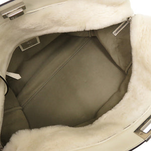 美品 フェンディ レザー ムートン ホワイト 2WAY ショルダー ボストンバッグ 0149【中古】FENDI