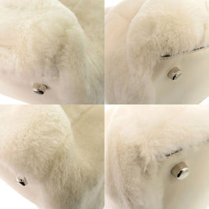 美品 フェンディ レザー ムートン ホワイト 2WAY ショルダー ボストンバッグ 0149【中古】FENDI