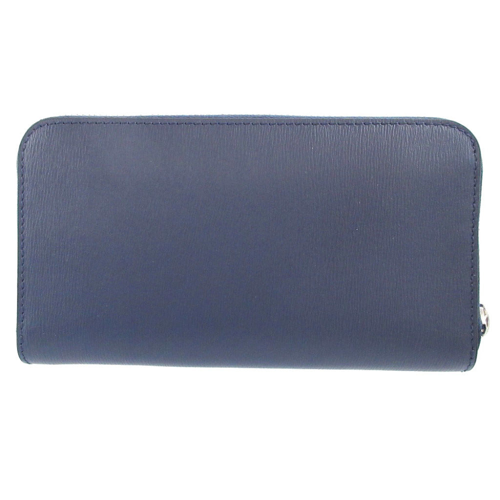 未使用 バーバリー 8006002 レザー ネイビー 紺 ラウンドファスナー長財布 財布 0150【中古】BURBERRY