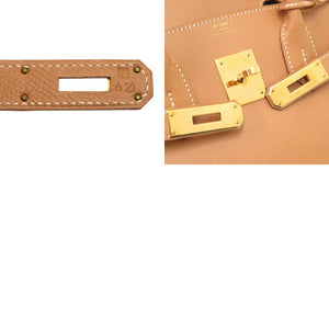 美品 エルメス バーキン30 クシュベル ナチュラル ゴールド金具 □F刻印 ハンドバッグ 茶 0161 【中古】 HERMES