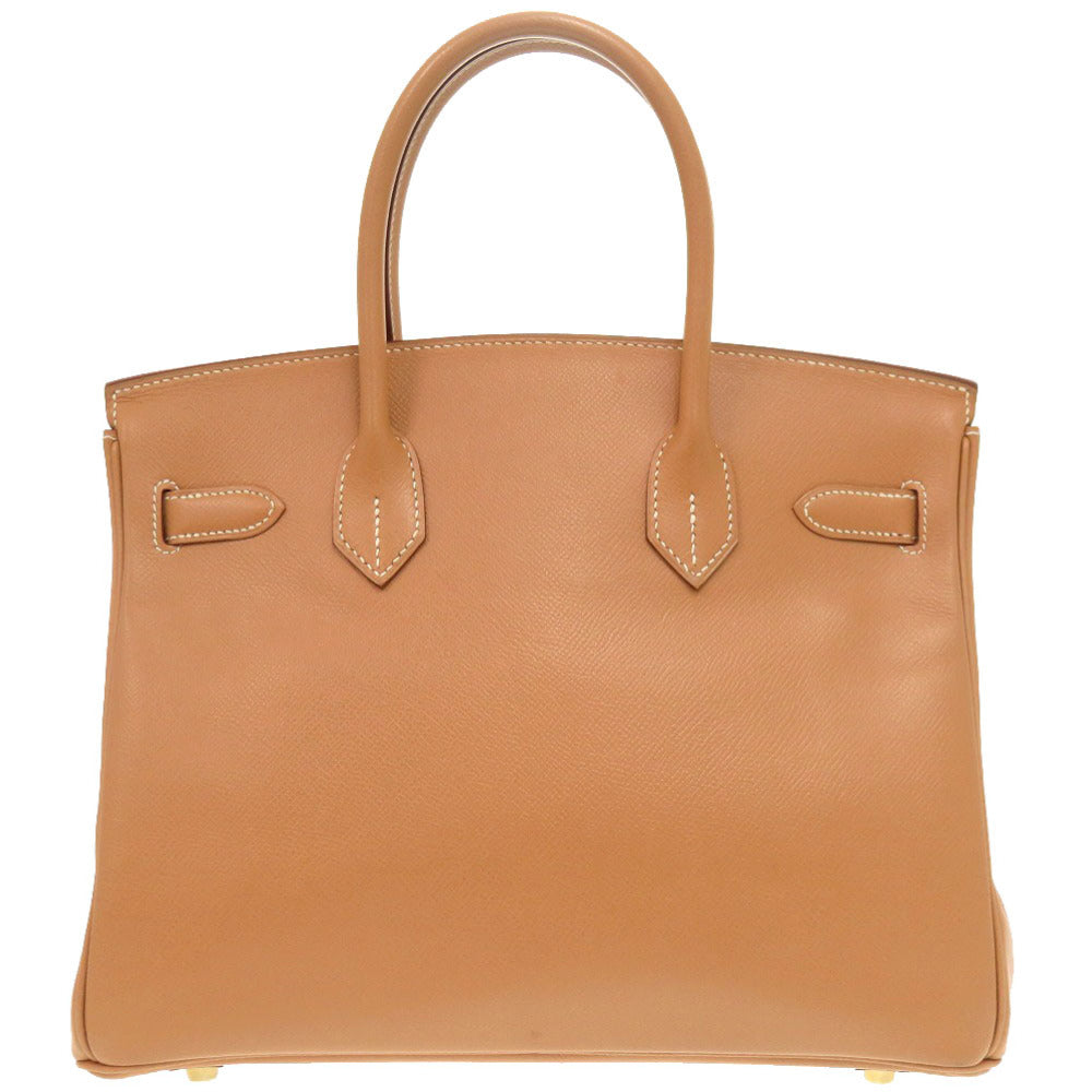 美品 エルメス バーキン30 クシュベル ナチュラル ゴールド金具 □F刻印 ハンドバッグ 茶 0161 【中古】 HERMES