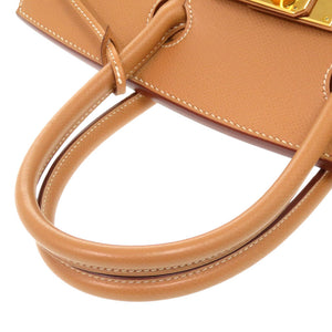 美品 エルメス バーキン30 クシュベル ナチュラル ゴールド金具 □F刻印 ハンドバッグ 茶 0161 【中古】 HERMES