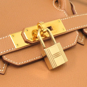 美品 エルメス バーキン30 クシュベル ナチュラル ゴールド金具 □F刻印 ハンドバッグ 茶 0161 【中古】 HERMES