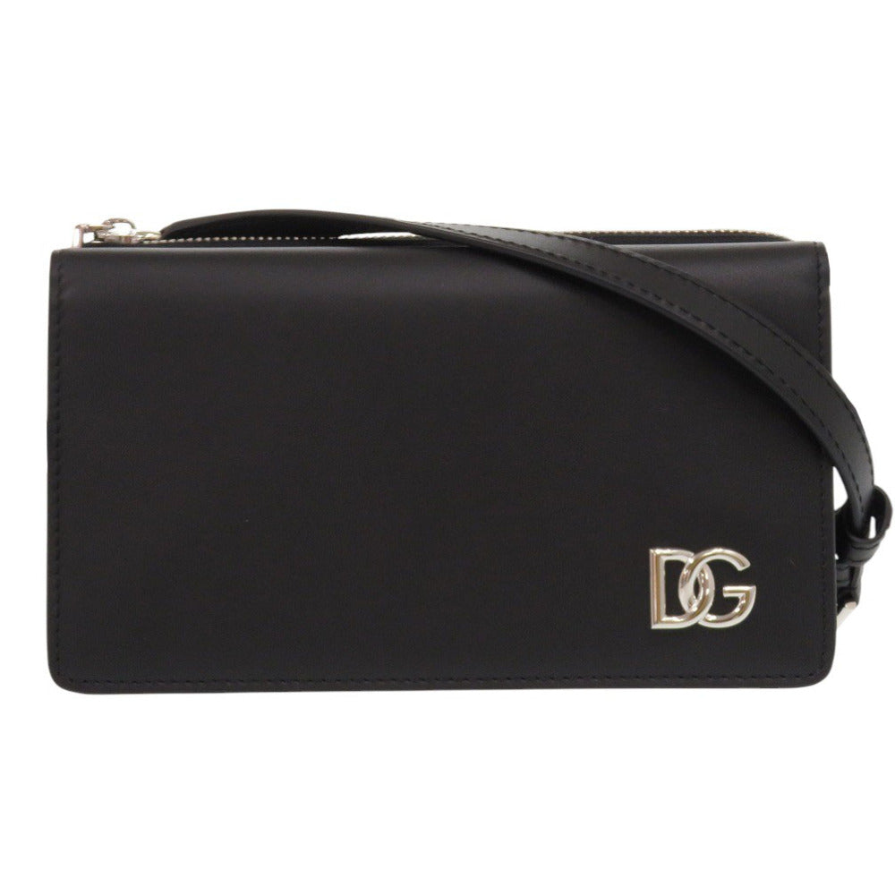 新品同様 ドルチェアンドガッバーナ クロスボディバッグ レザー ブラック ショルダーバッグ 黒 0216【中古】DOLCE&GABBANA