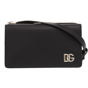 新品同様 ドルチェアンドガッバーナ クロスボディバッグ レザー ブラック ショルダーバッグ 黒 0216【中古】DOLCE&GABBANA