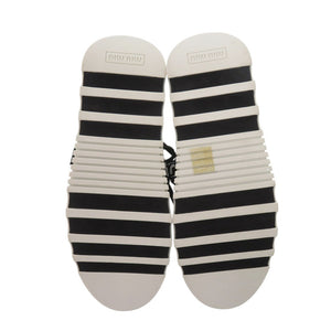 未使用 ミュウミュウ グリッター ロゴストラップ スニーカー 5E613B ポリエステル/コットン ホワイト 白 0251【中古】MIUMIU