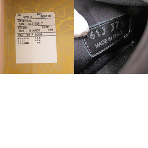 未使用 ミュウミュウ グリッター ロゴストラップ スニーカー 5E613B ポリエステル/コットン ホワイト 白 0251【中古】MIUMIU